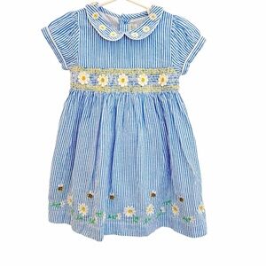 Jojo Maman Bebe daisy smocked embroidered dress with built in bloomers BNWT 6-12
